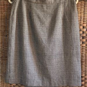 Wool Tweed Preppy Lined Pencil Skirt